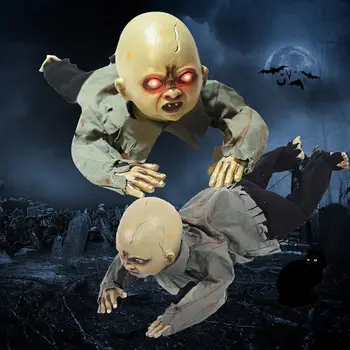 

Animated Crawling Baby Zombie Scary Ghost Babies Doll Haunted Halloween Decor Props Supplies