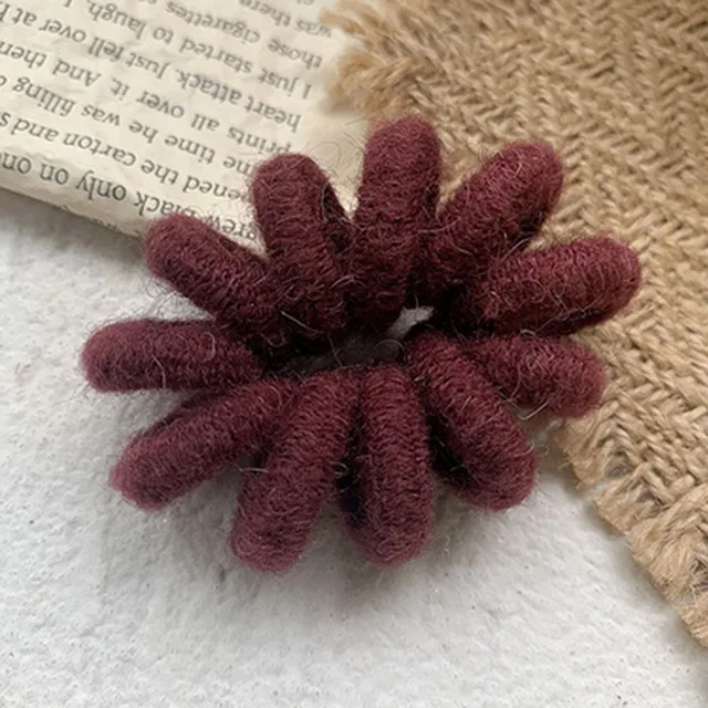 1PC Elastic Hair Bands Velvet Spiral Shape Ponytail Holders Hair Ties Gum Rubber Band Hair Rope Telephone Wire Hair Accessories Burgundy