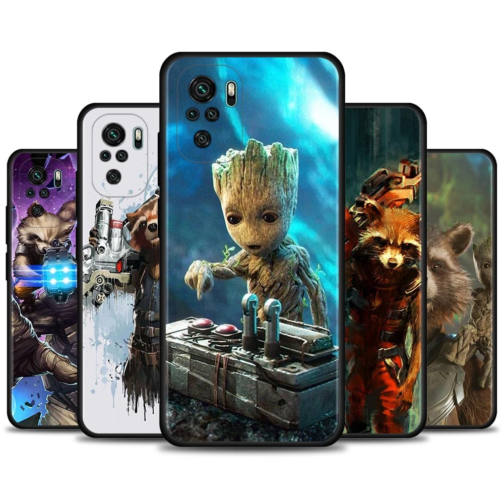 Marvel Avengers Groot Raccoon Cases For Redmi Note 9 8 10 Pro 9T 9S 8T 7 10pro Max Funda for redmi 9A 9T 8A 9 9C 8 7 7A Coque