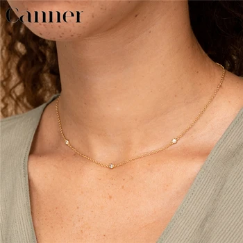 Charming 925 Sterling Silver Choker Gold Silver Chain Star Pendant Short Necklaces For Women Simple INS Zircon Necklace Jewelry