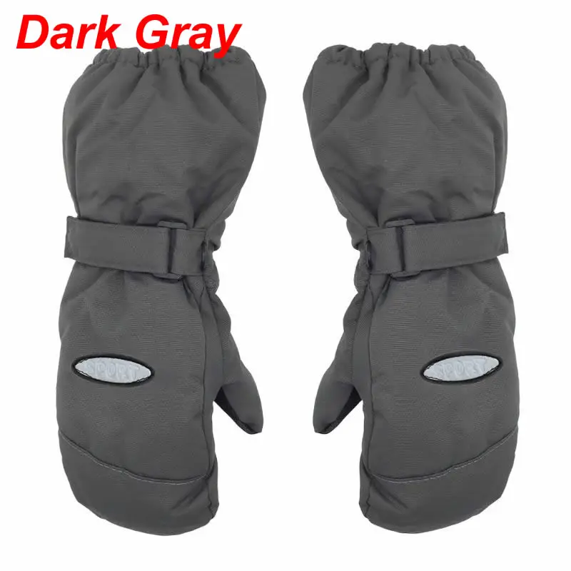 Dark Gray KLV зимние детские лыжные перчатки унисекс, ветрозащитные водонепроницаемые толстые теплые детские варежки, уличные Нескользящие перчатки, детские варежки - Цвет: Dark Gray