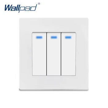 

3 Gang 2 Way Switch With LED Indicator Wallpad Luxury White PC Panel Wall Light Switch Rocker Button 16A AC110~250V