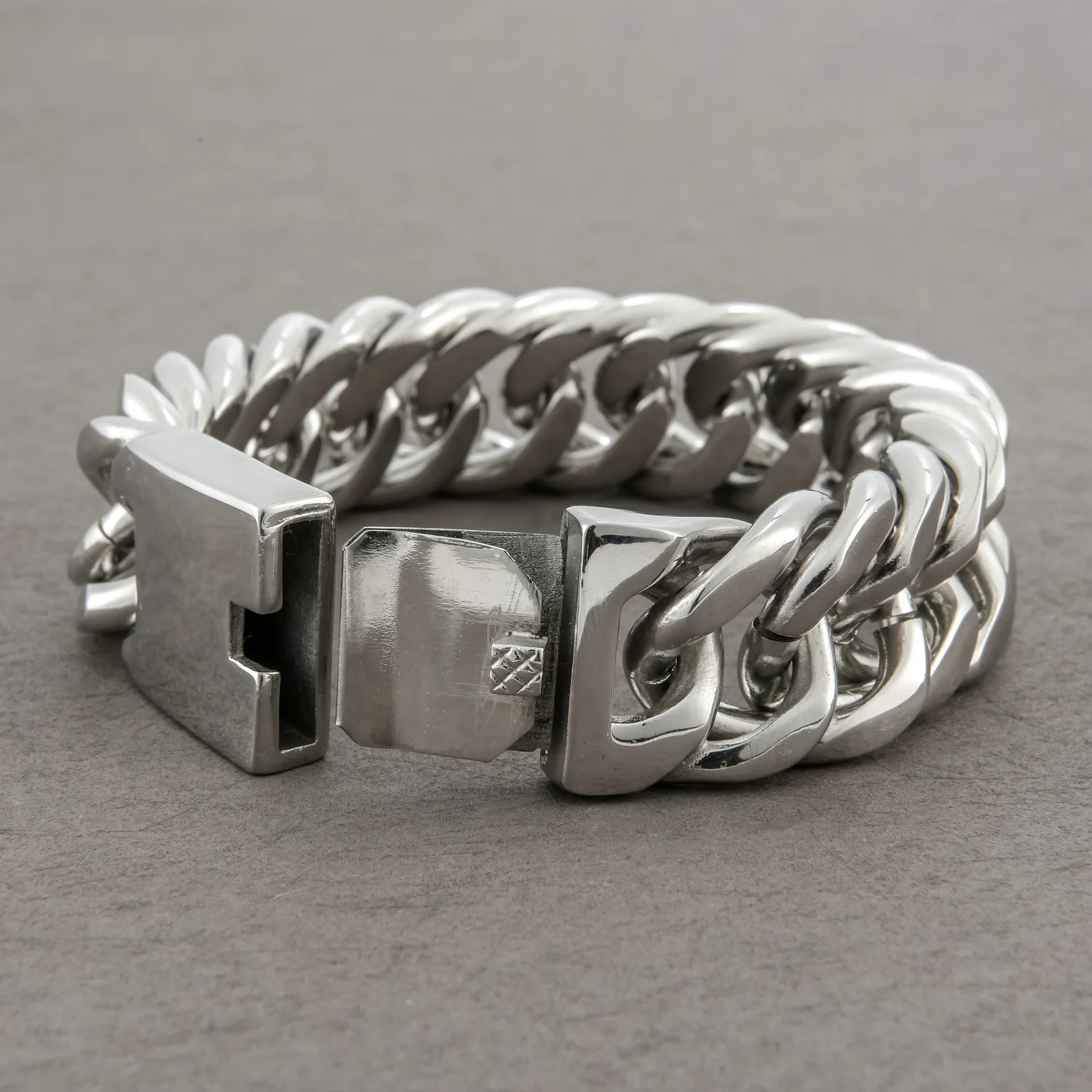 Eyeyoyo Polished Curb Cuban Bracelet Ttanium Steel 23mm Men Biker Hiphop Jewelry Male Chain Chic Bracelet Punk Boys Bracelets