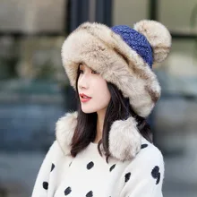 Winter Hat For Women Men Warm Earmuffs Beanies Cap Faux Fur Bomber Hats Russian Ski Hat bonnet