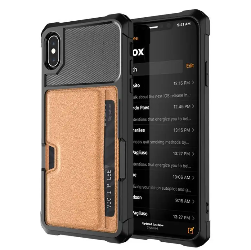 

Car magnetic card phone case FOR:iPhone 6 6S 7 8 X XS XR MAX PLUS anti-fall card set business phone case