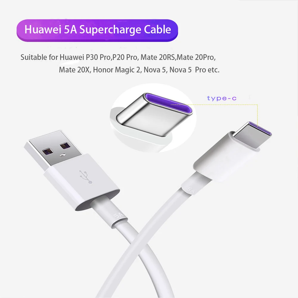 Оригинальное быстрое зарядное устройство Huawei 40 Вт Supercharge USB 10 в 4A адаптер 5A Type C