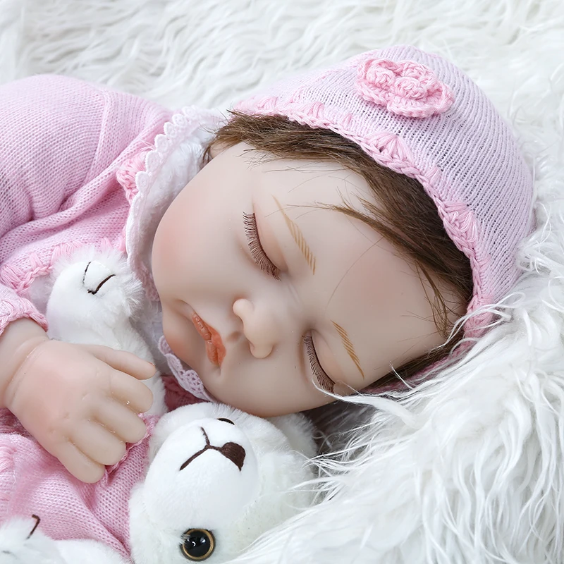 55CM newborn sleeping baby lifelike bebe doll reborn baby handrooted hair soft weighted body adorable doll soft touch