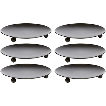 

Set of 6 Black Iron Pillar Candle Holders for LED Candle Gardens Spa Farmhouse Aromatherapy