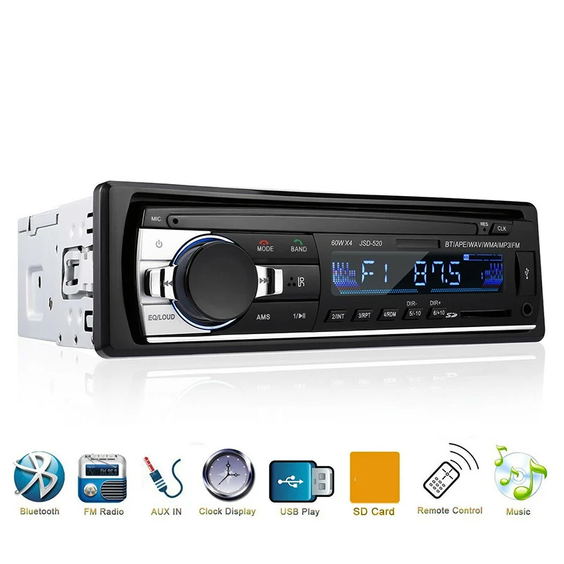 Car stereo Bluetooth MP3 Music Player Car radio 1 Din 12V USB Aux Input TF Card Autoradio With Remote Control Audio Music Stereo
