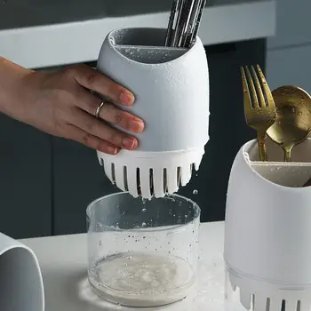 

Multifunctional Plastic Round Shape Chopstick Holder Drain Hollow Double-layer Organizer Tableware Rack Storage Kitchen Z0Z9