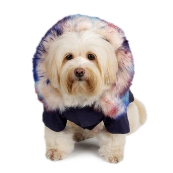 

Cold Weather Keep Warm Casual Faux Fur Collar Soft Fashion Cotton Blend Windproof Home Pet Dog Winter Coat Outdoor Unisex