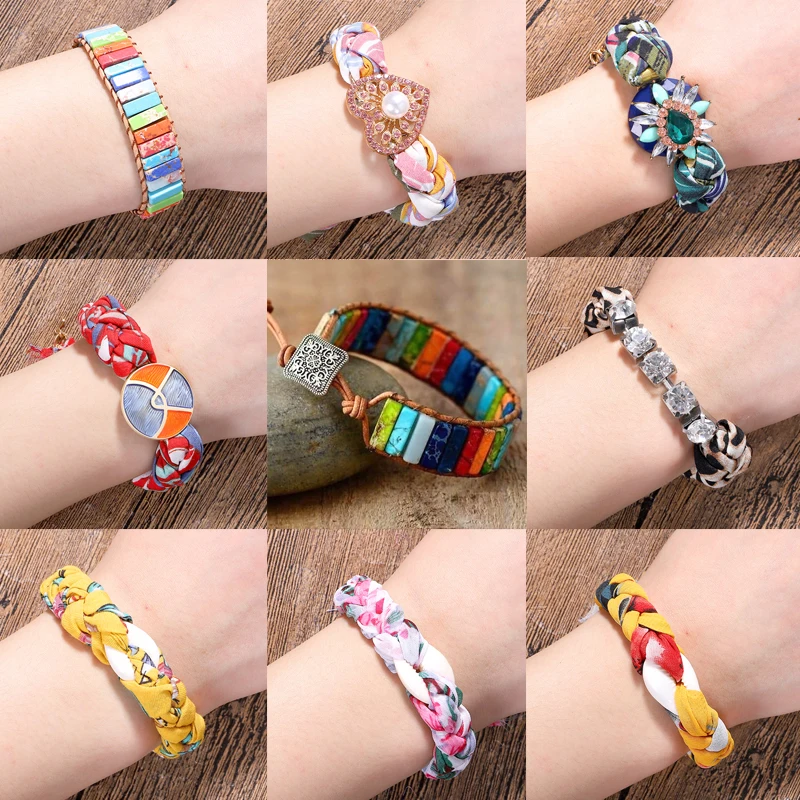 Dvacaman 7 Чакра кожаный браслет креативная женщина ручной работы Многоцветный натуральный камень трубчатые бусинки мужские обёрточная бумага браслеты дропшиппинг