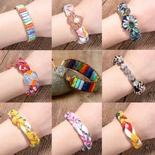 Dvacaman 7 Чакра кожаный браслет креативная женщина ручной работы Многоцветный натуральный камень трубчатые бусинки мужские обёрточная бумага браслеты дропшиппинг