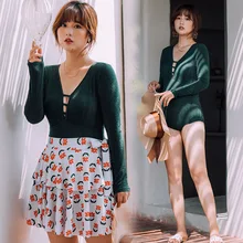 Женский слитный купальник, купальник пуш-ап с высокой талией, женский купальник, Цельный купальник нового размера плюс с тонкой юбкой