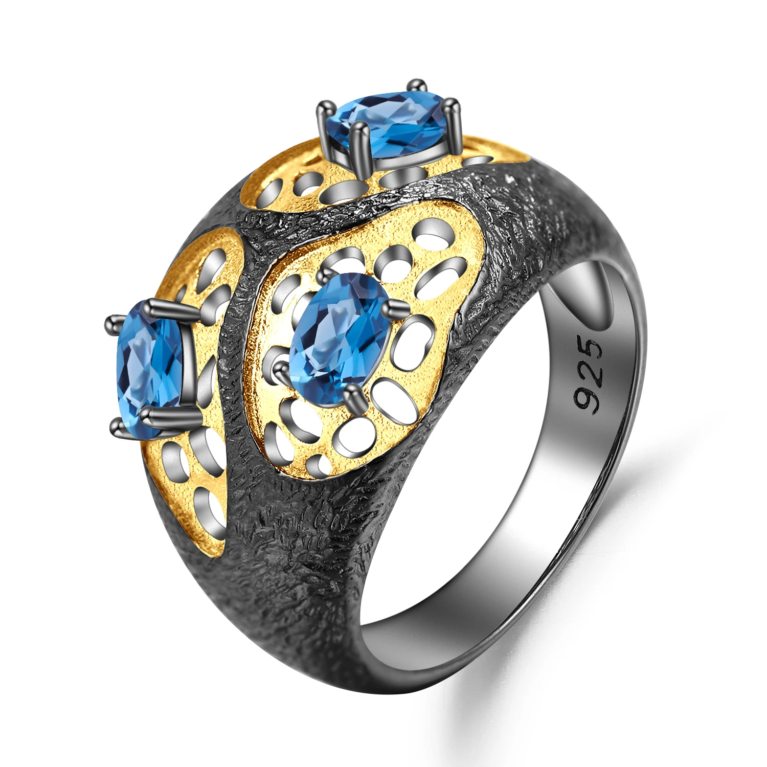GEM'S BALLET Natural London Blue Topaz Gemstone Rings for Women 925 Sterling Silver Handmade The Persistence of Memory Ring GEM'S BALLET Natural London Blue Topaz Gemstone Rings for Women 925 Sterling Silver Handmade The Persistence of Memory Ring
