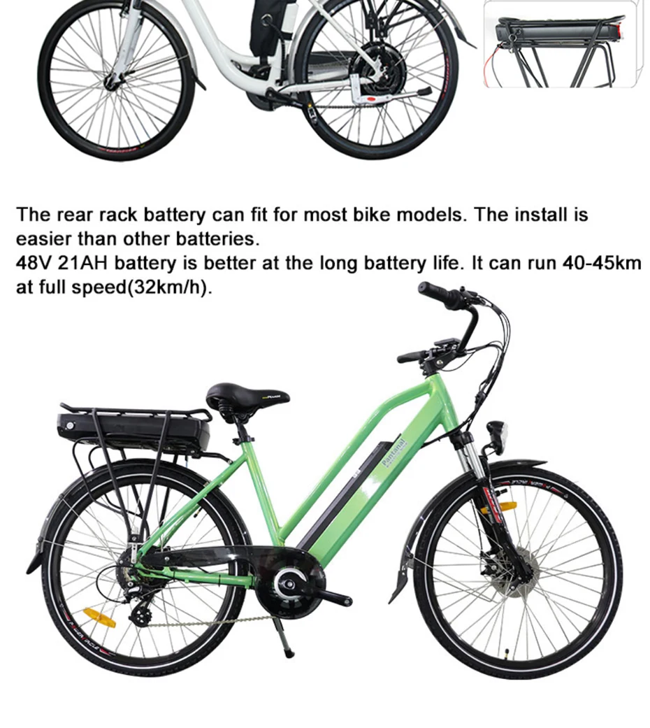 ebike da cremalheira traseira com bateria de