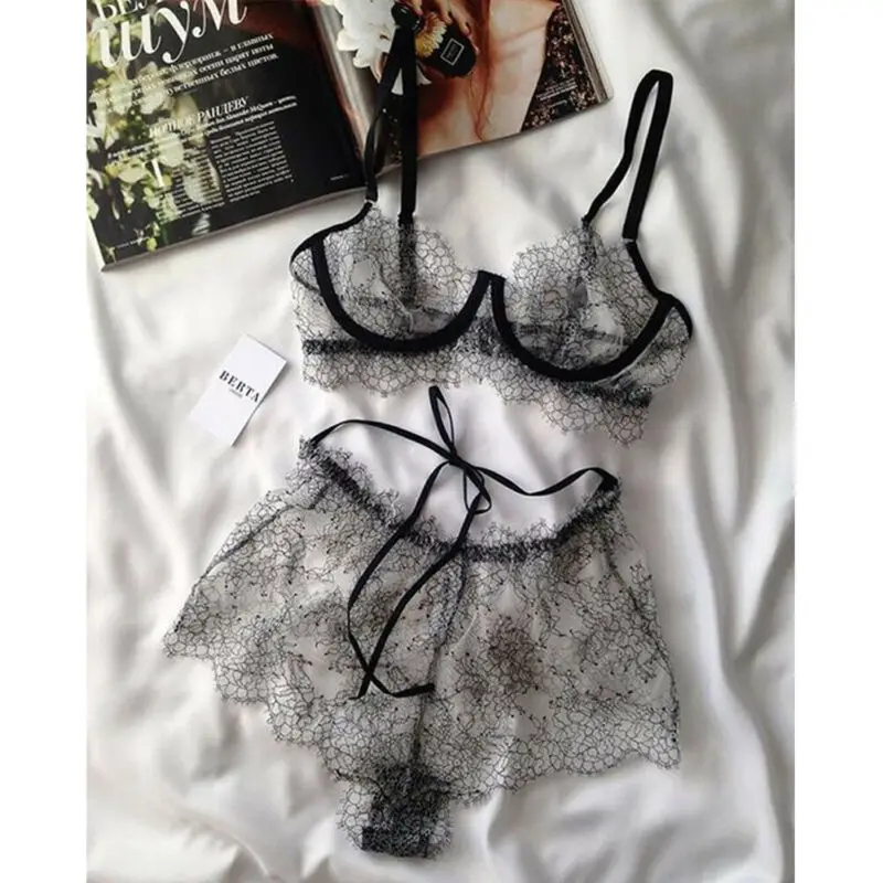 

Sexy Women's Lingerie Lace Spandex Push Up Bra Panties Bra with Steel RingSleepwear Underwear Set