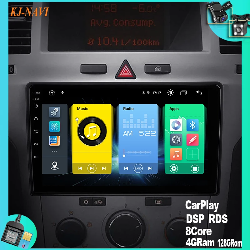 KJ-NAVI мультимедийный видеоплеер для автомобиля Opel Zafira B 2005 - 2014 Astra H 2004 Android 10