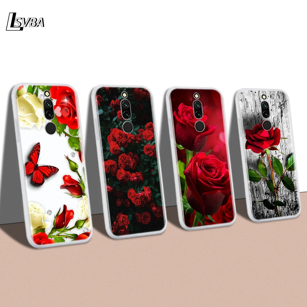 

Silicone Cover For Redmi 8A 8 7A 7 Shell Red Roses Flower For Xiaomi Redmi 4X 5A 6 6A S2 K20 GO Pro Phone Case