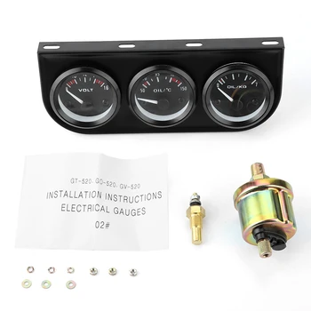 

3 IN 1 Triple Gauge Kit Voltmeter Water Temp Oil Pressure Gauge Tachometer Suitable For Car With Voltage 12v
