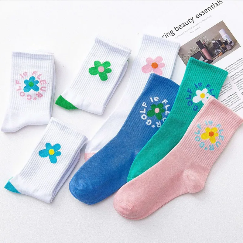 Красота Цветочные Носки Гольф длинные прямые чулки для детей Для женщин классические Гольфы спортивные гольфы