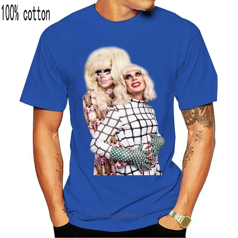Новинка 2021 Мужская футболка Trixya Kiss Titanic - Trixie Mattel и Katya Zamo размер мультяшной