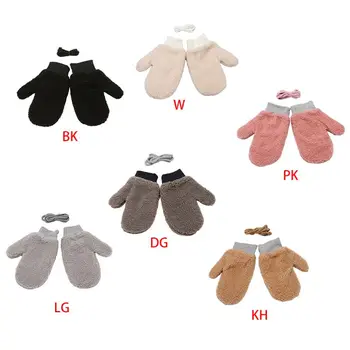

Womens Winter Fluffy Plush Full Finger Gloves Solid Color Themal Warm Mittens
