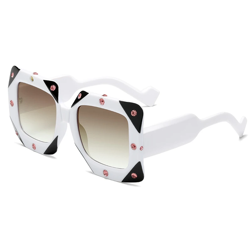 Longkeader итальянская квадратная Большая рама алмазные солнцезащитные очки для женщин и мужчин винтажные негабаритные солнцезащитные очки для женщин и мужчин Oculos de sol - Цвет линз: C4 white frame