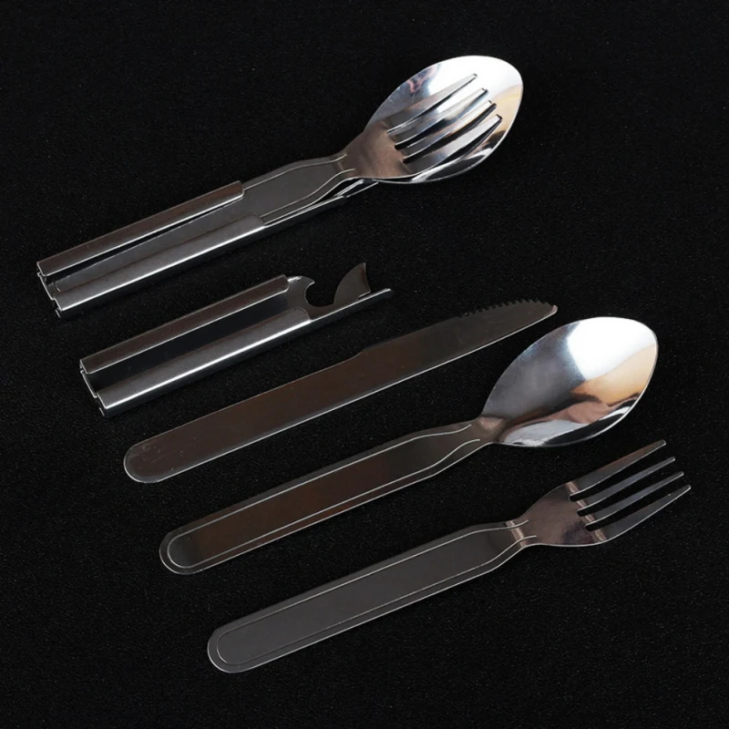 

New Arrival Four-piece Camping Outdoor Stainless Steel Cutlery Portable Fork Spoon Camping Hiking Picnic