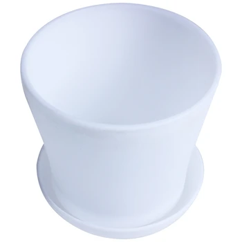 

Fashion-Plastic Plant Flower Pot Planter With Saucer Tray Round Gloss Home Garden Decor