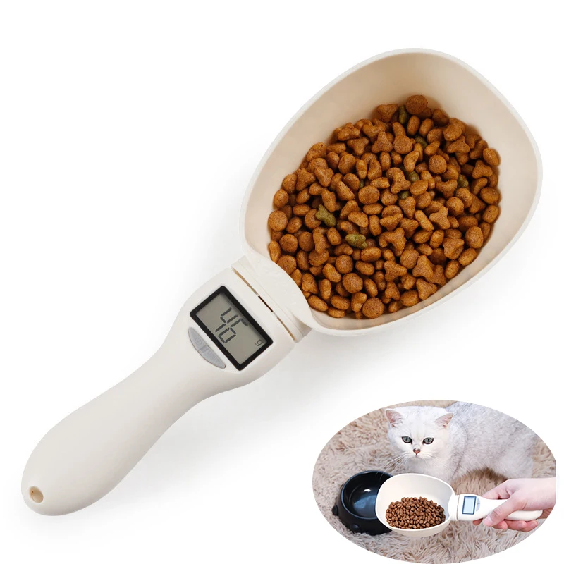 Cuchara medidora de comida para mascotas, cucharas de medición de comida para perros y gatos, utensilios de cocina desmontables, balanza Digital con pantalla Led