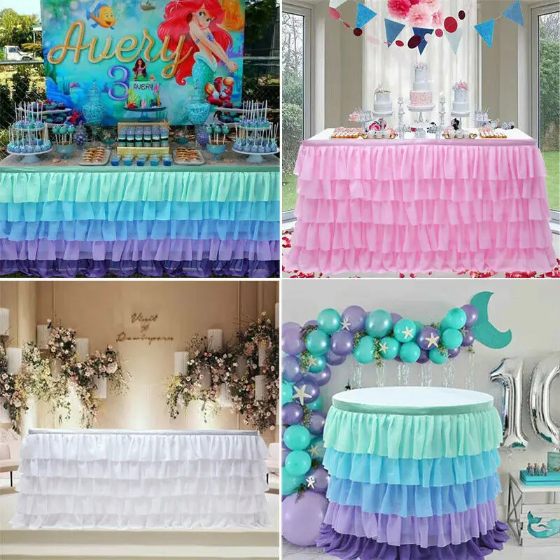 2019 New creative 3 Colors DE Table Skirt Wedding Tulle Tutu Tableware Baby Birthday Party Xmas Decor Elegant Cloth | Дом и сад
