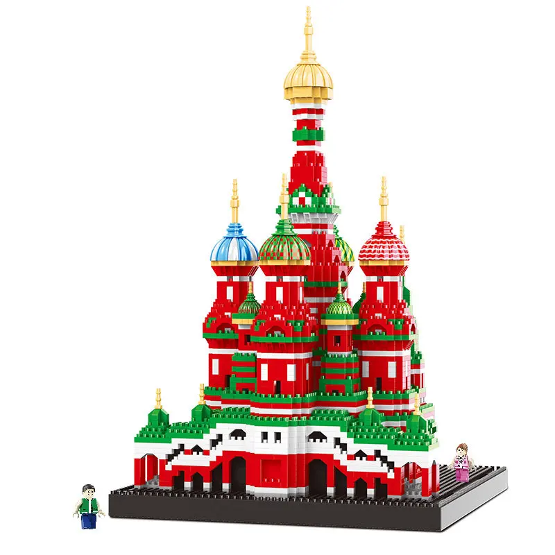 Сборная архитектура собора Василия Блаженного, строительные блоки, игрушки, развивающие кирпичи, детские подарки