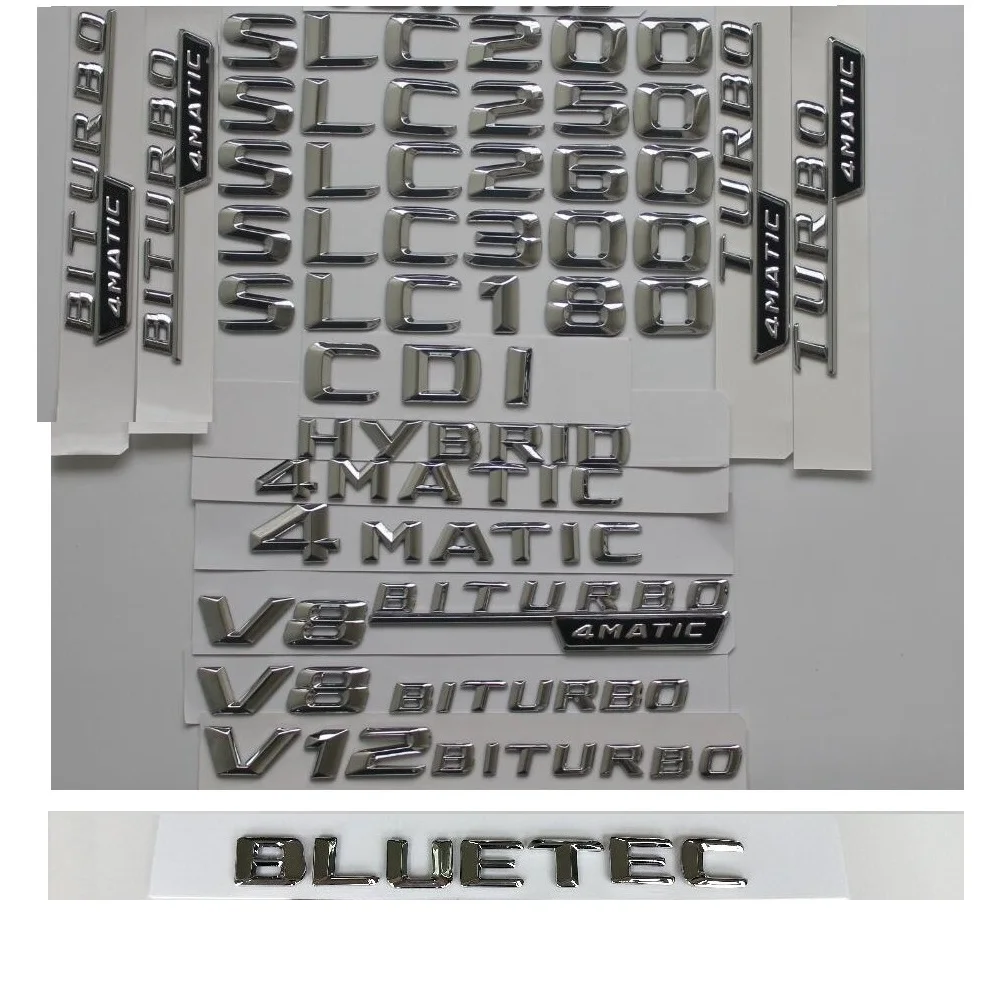 3d-хромированные буквы для Mercedes Benz SLC180 SLC200 SLC220 SLC250 SLC280 SLC300 SLC320 SLC350 SLC400 4matic CDI BLUETEC