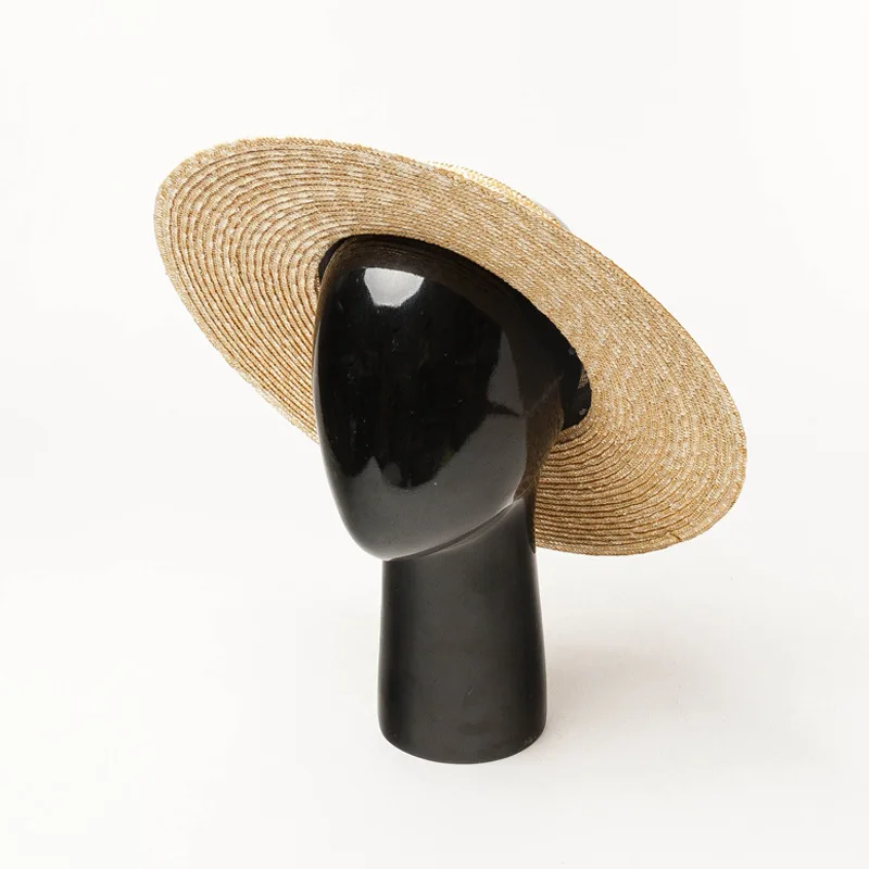 Visera de sol para mujer de paja de trigo ala ancha playa_voghion.com
