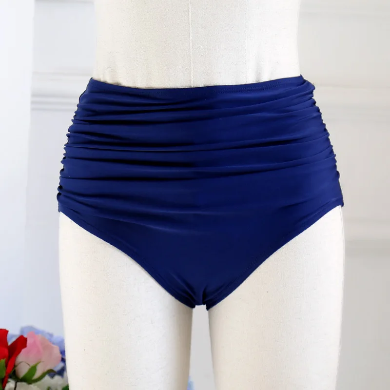 

New Style WOMEN'S Swimming Trunks Alone Women's High-waisted Pleated Belly Covering Slimming Triangular Swimming Trunks Bikini V