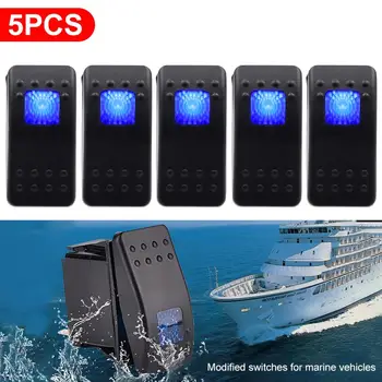 

Waterproof 12V 20A Bar Carling Rocker Switch 3 Pin Blue LED Light Car Boat Center Console Panel Switch