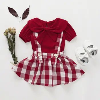 

0-3T 2PCS Christmas Newborn Kid Baby Girl Tops Skirt Suspender Dress Outfit 2pcs Set