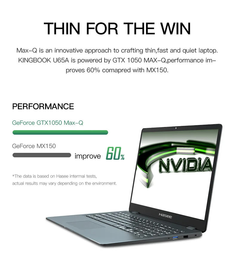 Ноутбук hasee KINGBOOK U65A(Intel I5-8265U+ GTX1050 MAX-Q 4G GDDR5/8G ram/512G SSD/15,6 ''IPS 45% NTSC