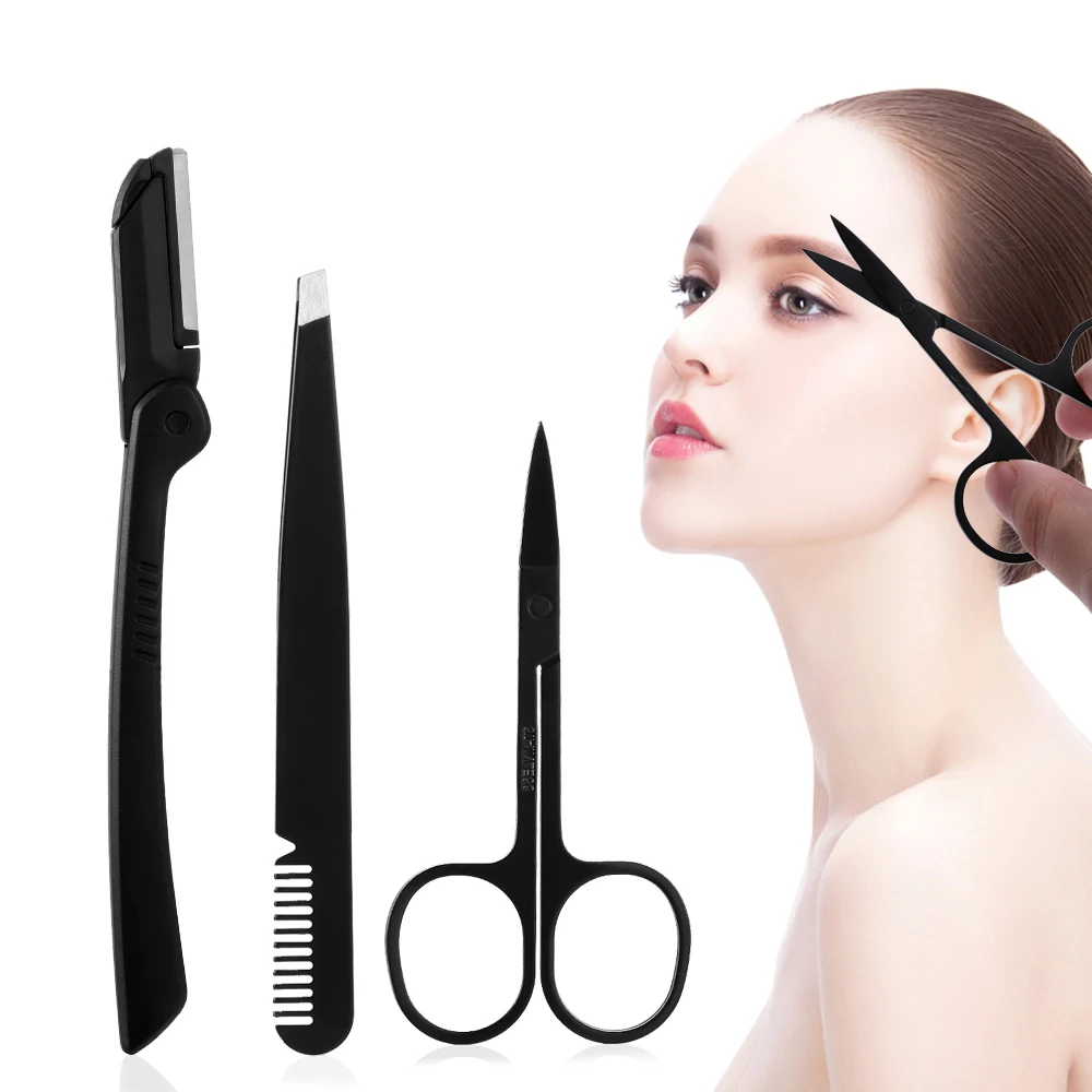 Professional Eyebrow Trimming Tool Set Eyebrow Tweezer Eyelash Cutter