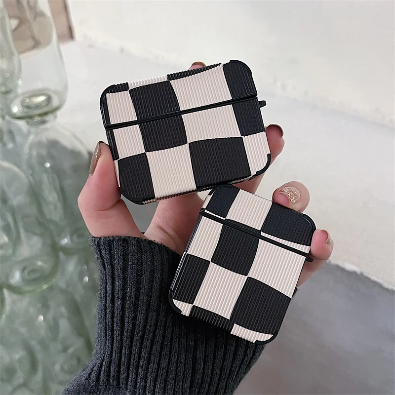Cute Checkerboard Pattern Lattice Earphone Case For AirPods 3 1 2 Pro PU  Leather Wireless Headphone Cover for Airpods 3rd Gen - AliExpress