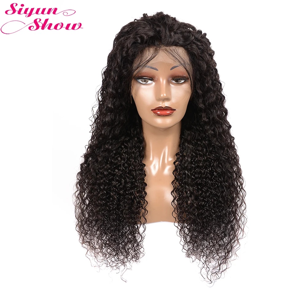 Siyun показать кудрявые человеческие волосы парики 13 × 6 кудрявый парик фронта шнурка человеческих волос предварительно выщипывание с волосами младенца фронтальный парик шнурка