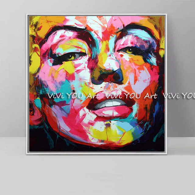 

Francoise Nielly Palette knife portrait handmade figure Face Oil painting on canvas wall Art picture for living room home decor