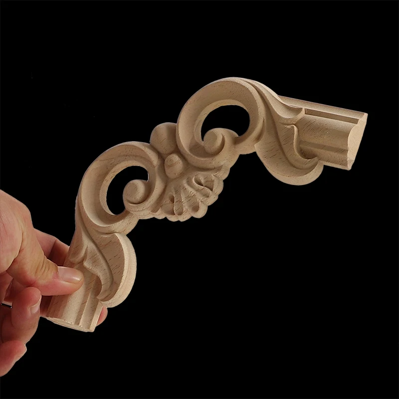 Ornament Crafts Wooden Figurine Crafts Resin Crafts Glass Fruit Pendants Horn Flower Rectangle Carving Natural Wood Appliques For Furniture Cabinet Unpainted Wooden Mouldings Decal Vintage Decoration