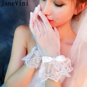 

JaneVini Sexy Sheer Tulle Short Wedding Gloves Bride Dance Glove Ladies Bridal Gloves 2020 Wedding Accessories guanti matrimonio