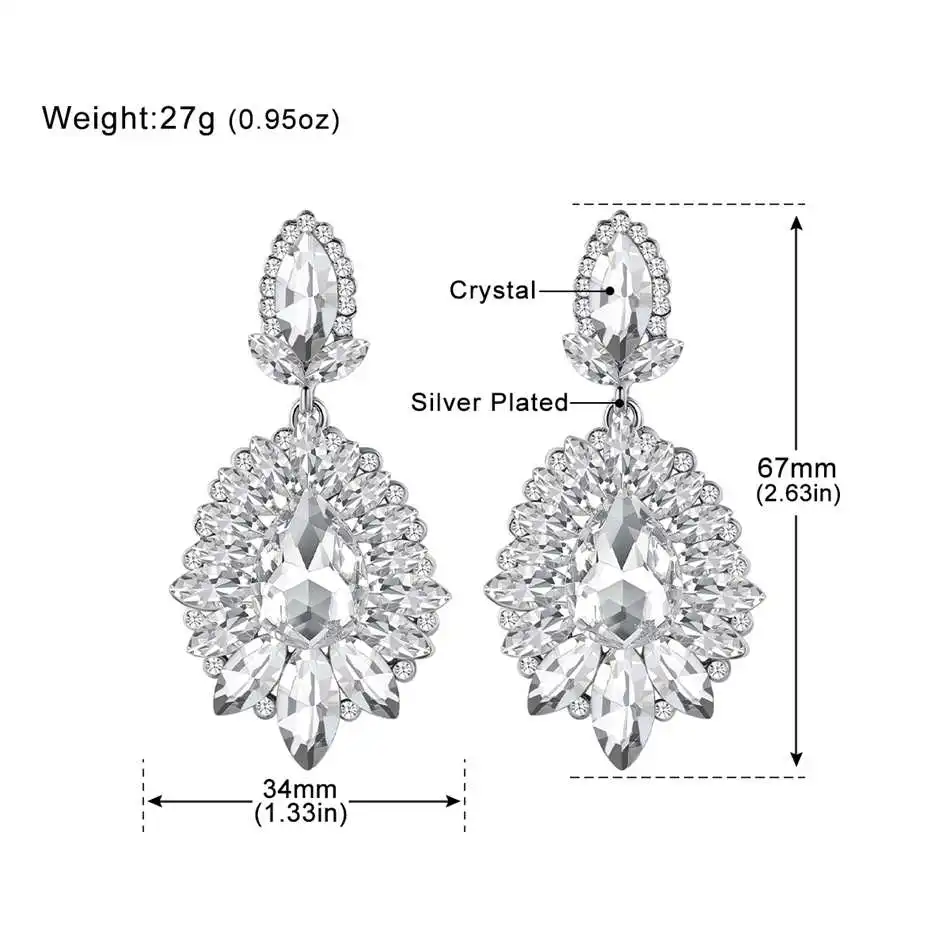 Minlover, сверкающие серьги-капли с кристаллами маркизы для невесты, серебряные свадебные висячие серьги с цветами, ювелирные изделия MEH1646