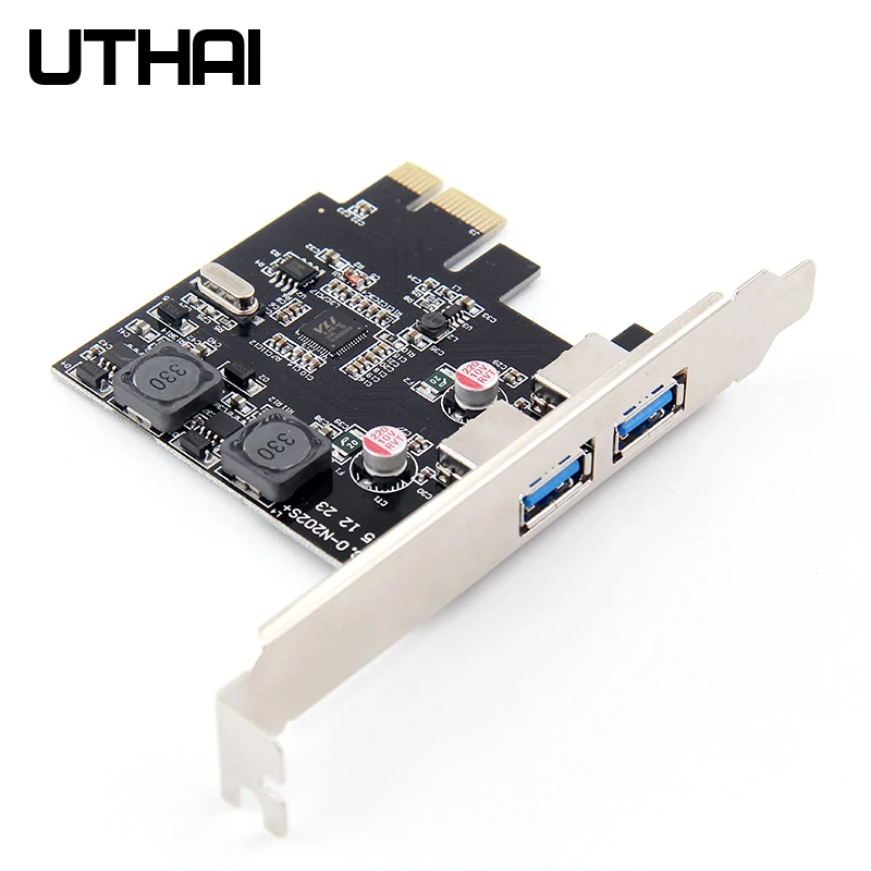 Утхай T18 2-портовый PCI-E на USB3.0 карты расширения супер Питание адаптер через чип без какого-либо внешнего соединения твердотельными конденсаторами или