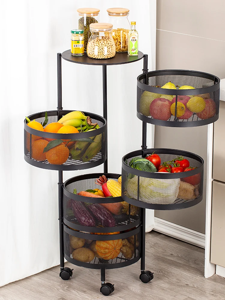 NEWThickenedMetalKitchenVegetableBasketMultilayerRotatable