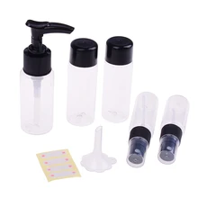 7 шт./компл. 5 шт. бутылки+ 1 шт. Воронка+ 1 Стикеры бутылка упаковки жидкости контейнеры шампунь крем косметика Refilable бутылки