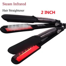 Паровой выпрямитель для волос керамический паровой инфракрасный нагрев плоский утюг двойное напряжение 2 дюйма широкая тарелка Pro утюжок для выпрямления волос